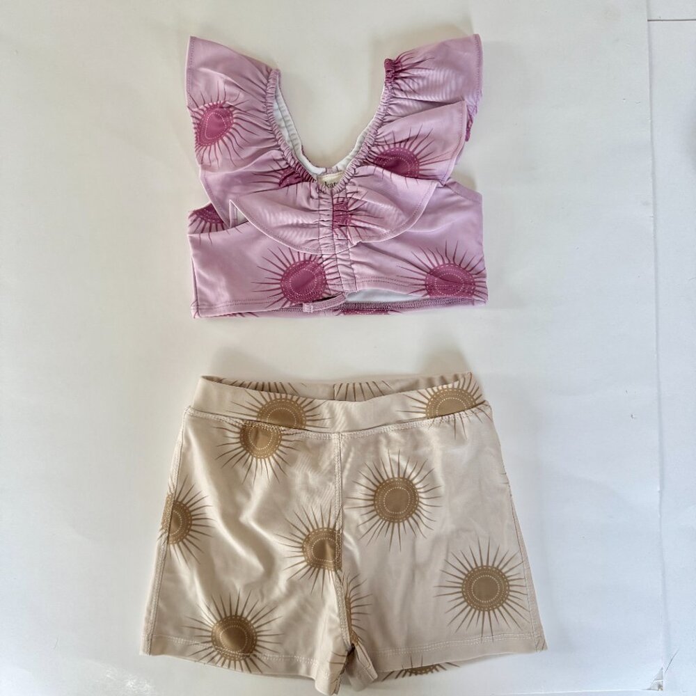 Kate Quinn Swim Set | Sun Print Top + Neutral Bottom | NWT + GUC | 2T - Picture 5 of 6